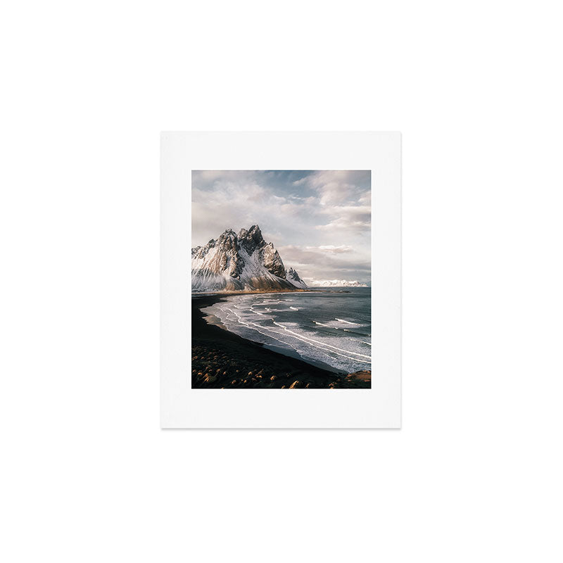 Stokksnes Icelandic Mountain Beach Sunset - Landscape Photography Art Print Gallery Image 1