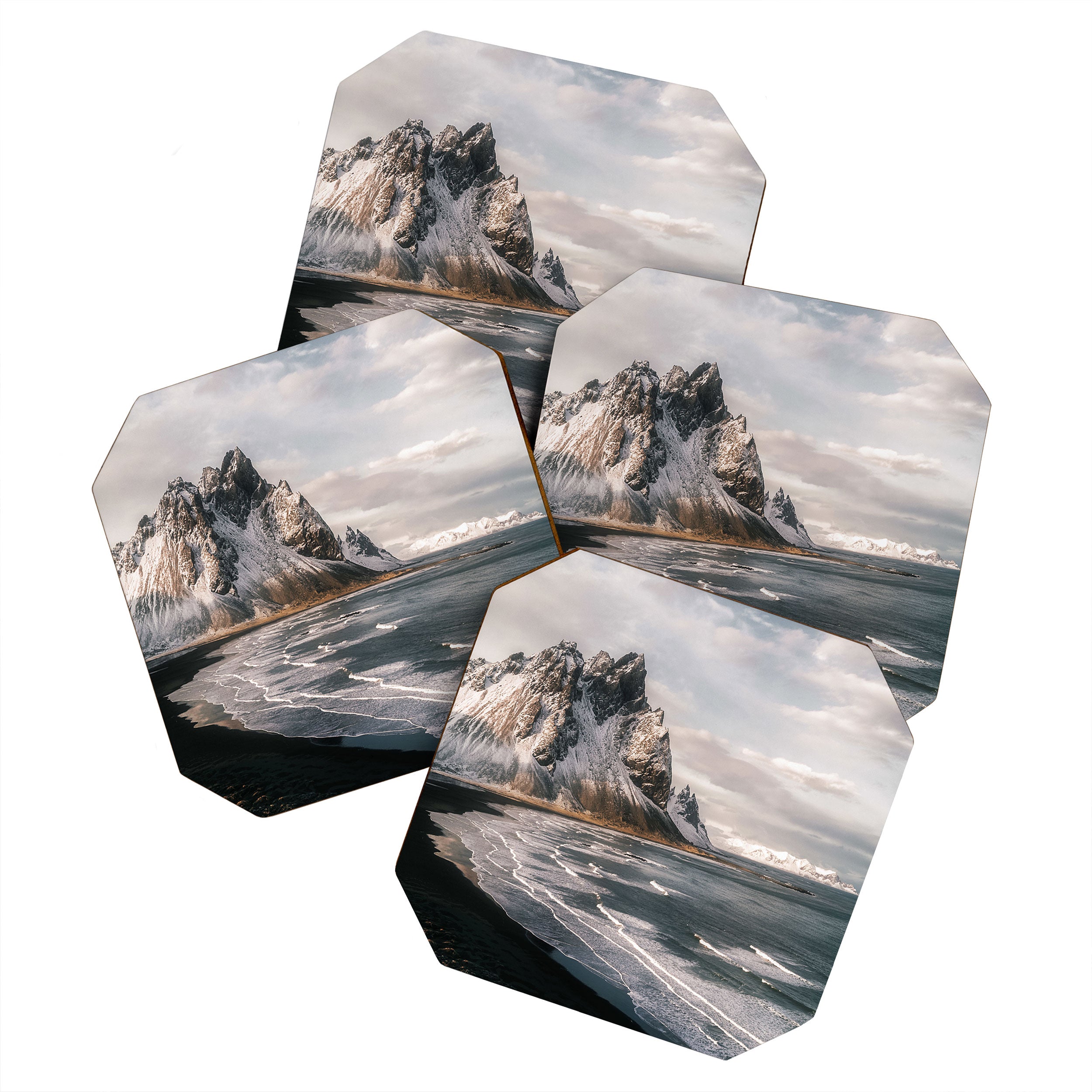 Stokksnes Icelandic Mountain Beach Sunset - Landscape Photography Coaster Gallery Image 1