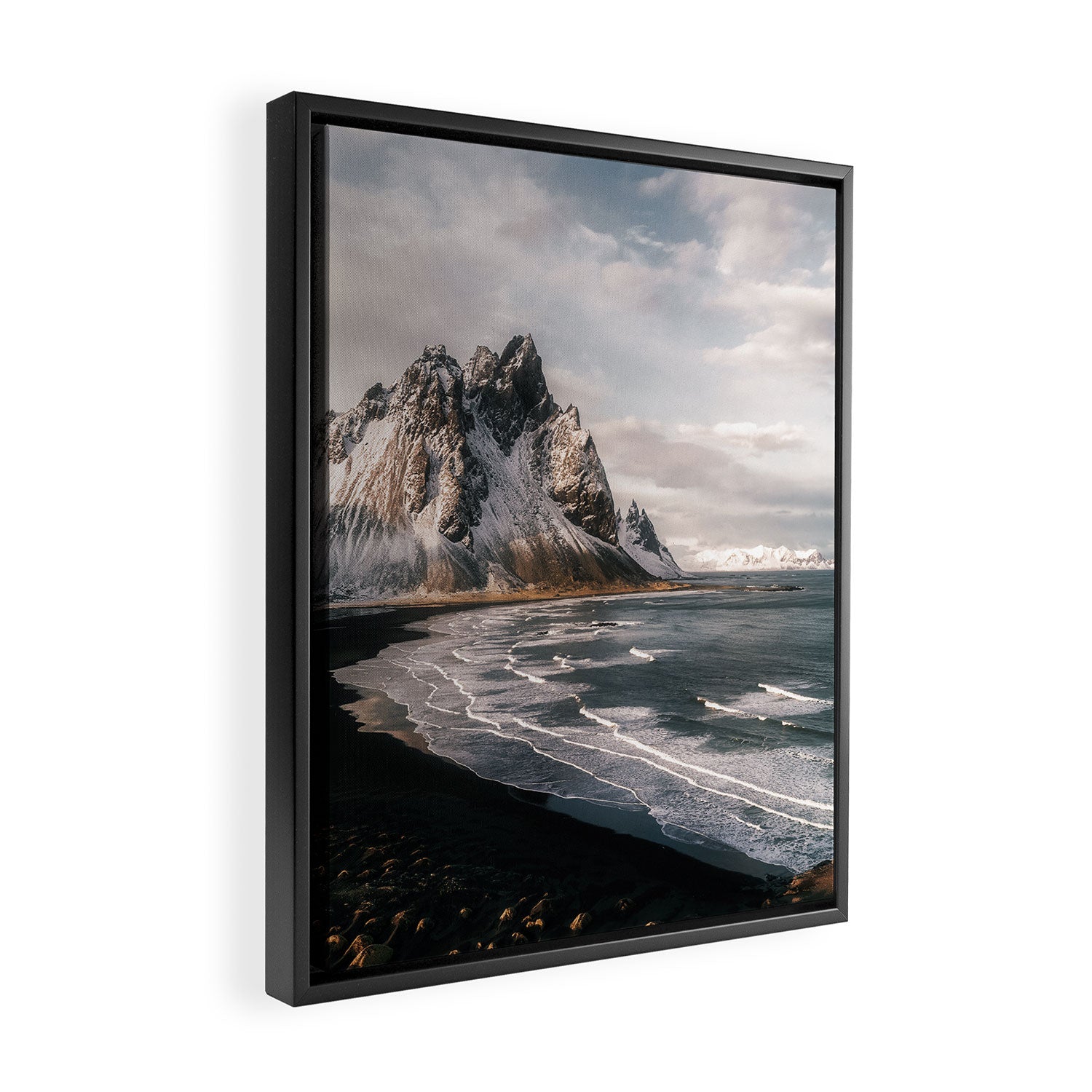 Stokksnes Icelandic Mountain Beach Sunset - Landscape Photography Framed Canvas Print Gallery Image 2