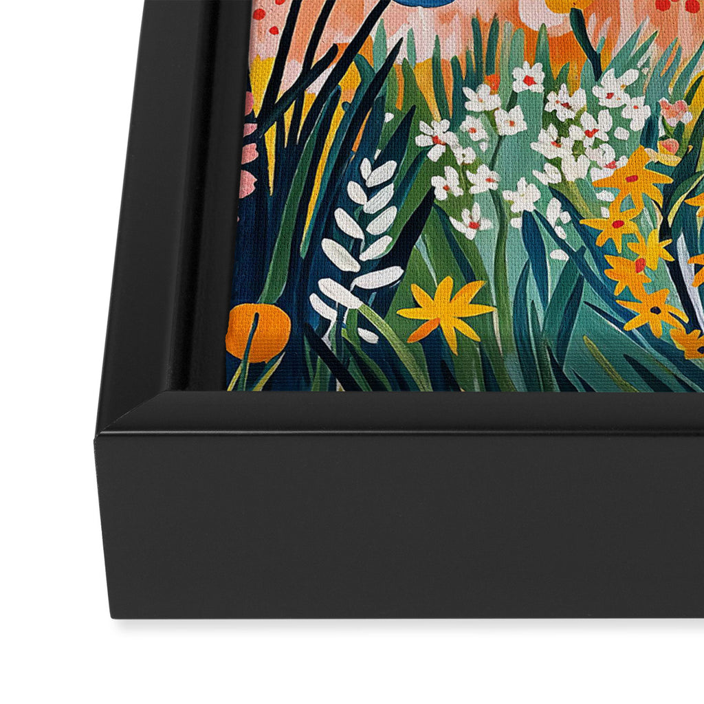Vibrant Mediterranean Coast Painting in Matisse Style with Blooming Flowers and Blue Waters Framed Canvas Print Gallery Image 3