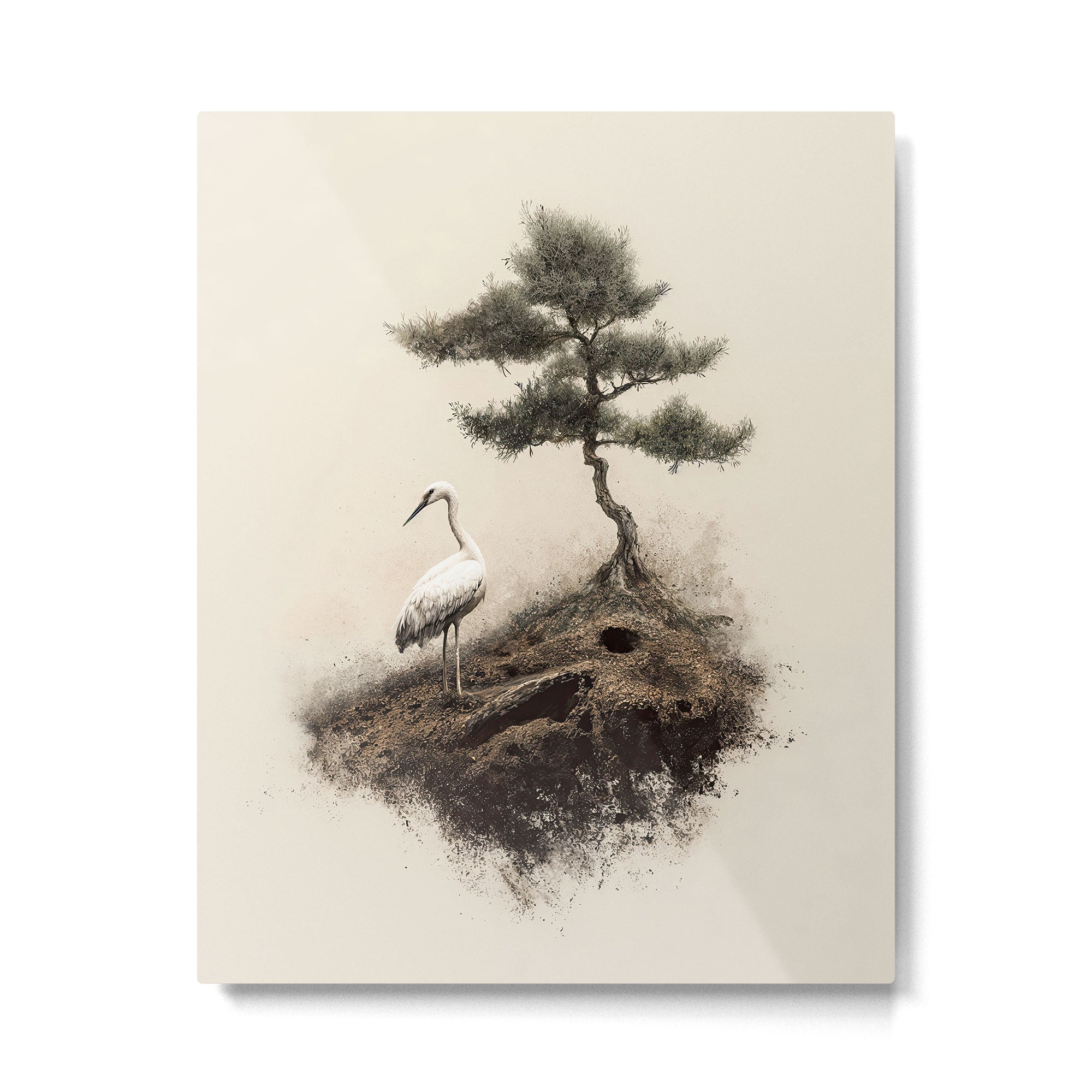 Wabi Sabi Wall Art Bird Painting Japanese Wall Art Minimalist Wall Art Japandi Print Japanese Poster Metal Print Gallery Image 4