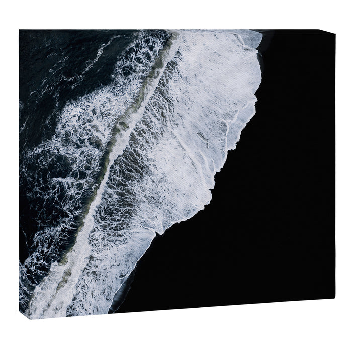 Waves crashing on a black sand beach - Minimal Landscape Photography Canvas Print Gallery Image 1