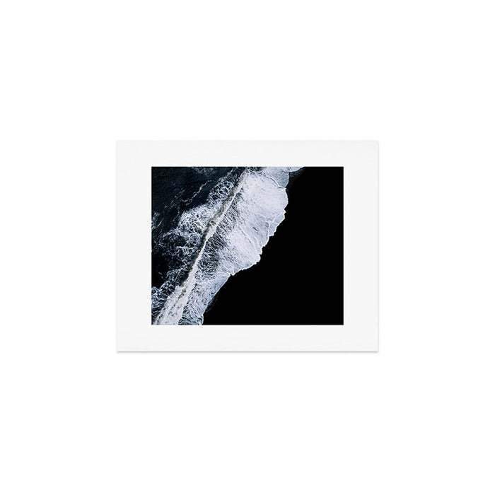 Waves crashing on a black sand beach - Minimal Landscape Photography Art Print Gallery Image 1