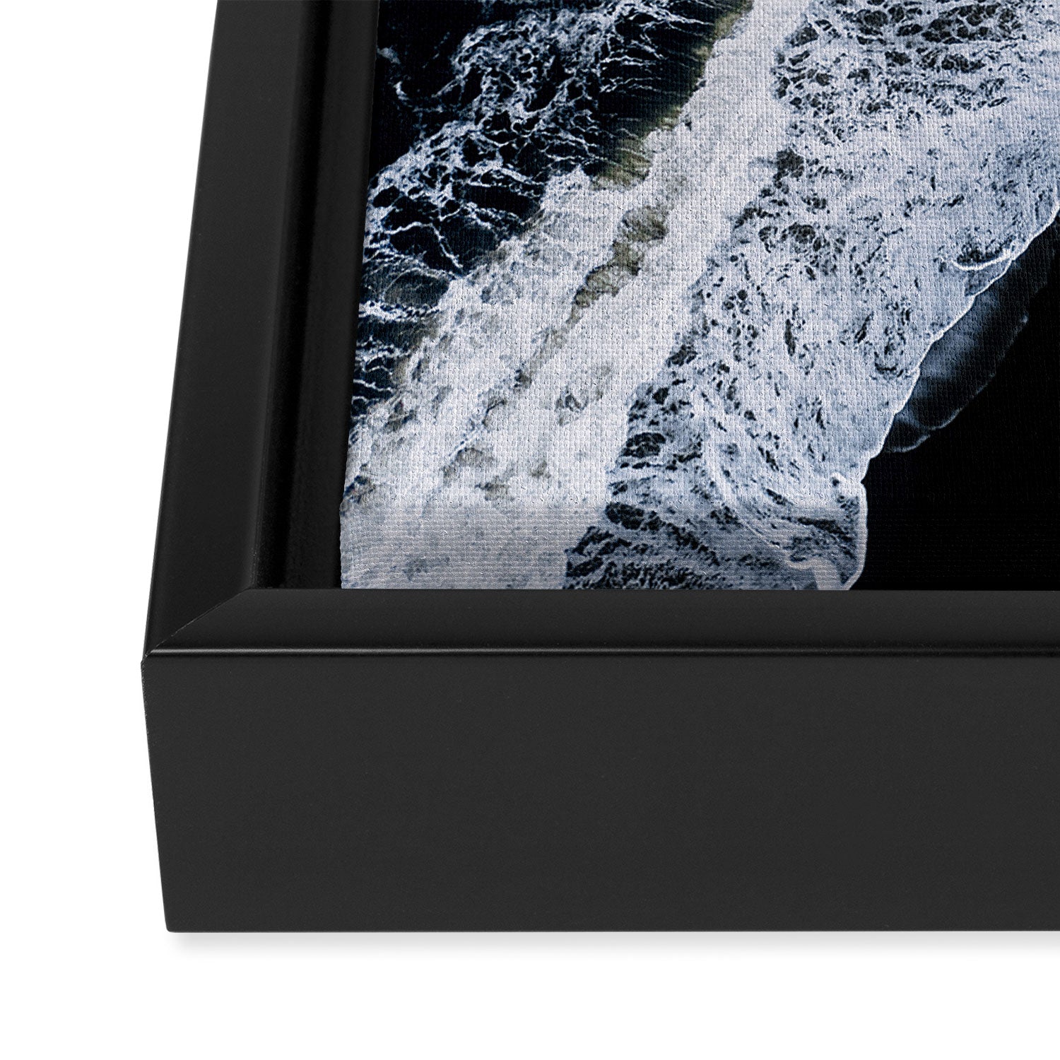 Waves crashing on a black sand beach - Minimal Landscape Photography Framed Canvas Print Gallery Image 3