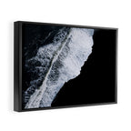Waves crashing on a black sand beach - Minimal Landscape Photography Framed Canvas Print Gallery Image 2