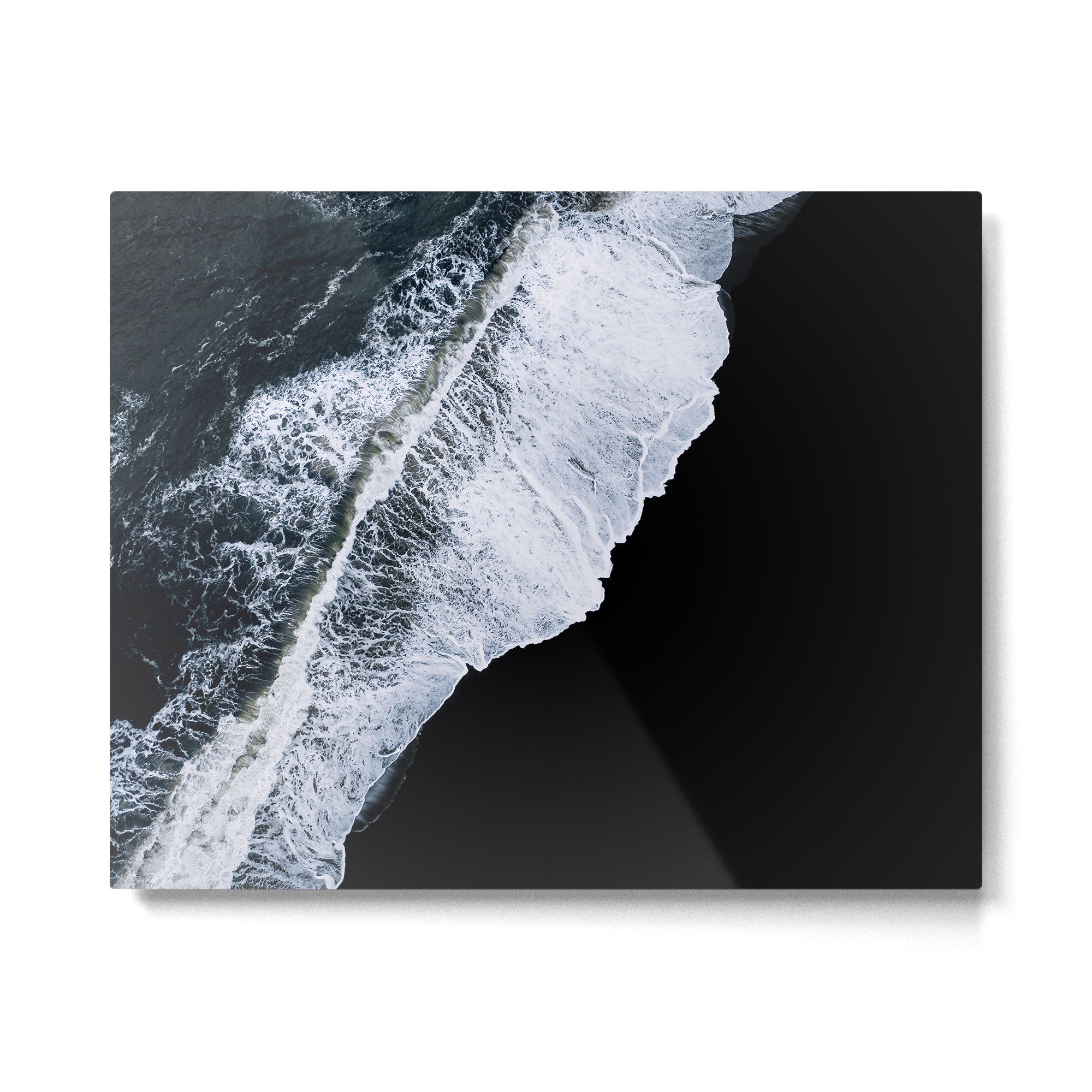 Waves crashing on a black sand beach - Minimal Landscape Photography Metal Print Gallery Image 4
