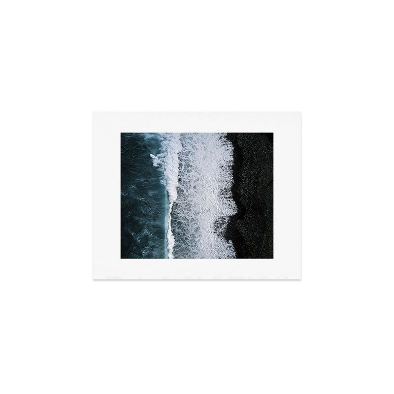 Waves from above on a Black Sand Beach Art Print Gallery Image 1