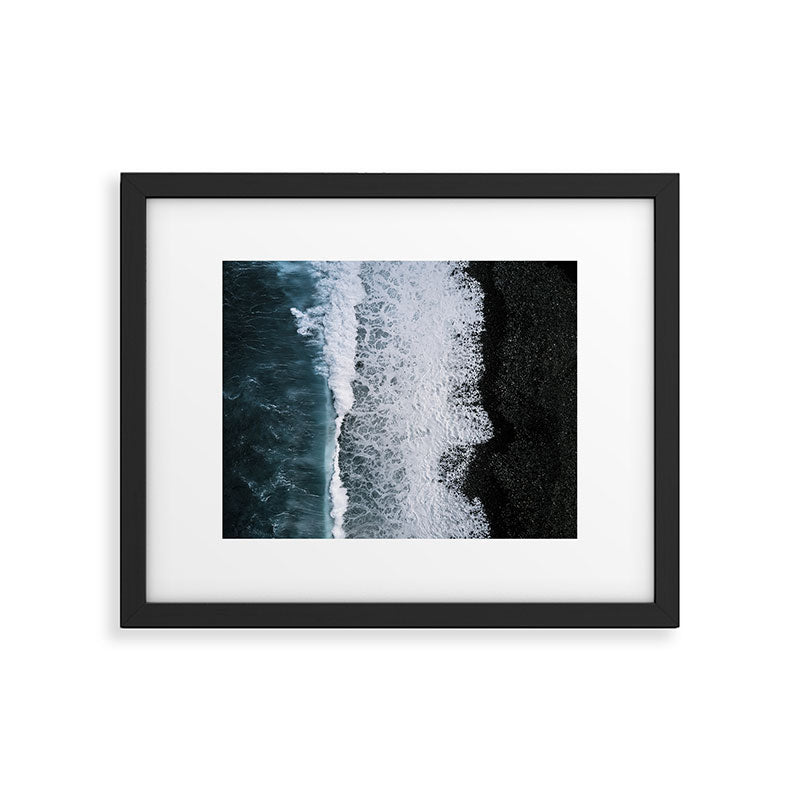 Waves from above on a Black Sand Beach Framed Art Print Gallery Image 5