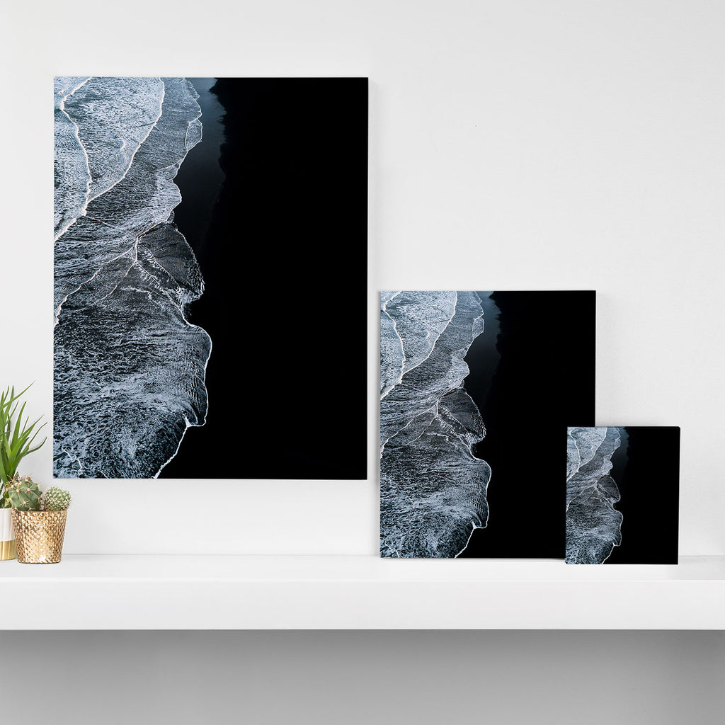 Waves on a black sand beach in iceland - minimalist Landscape Photography Canvas Print Gallery Image 3