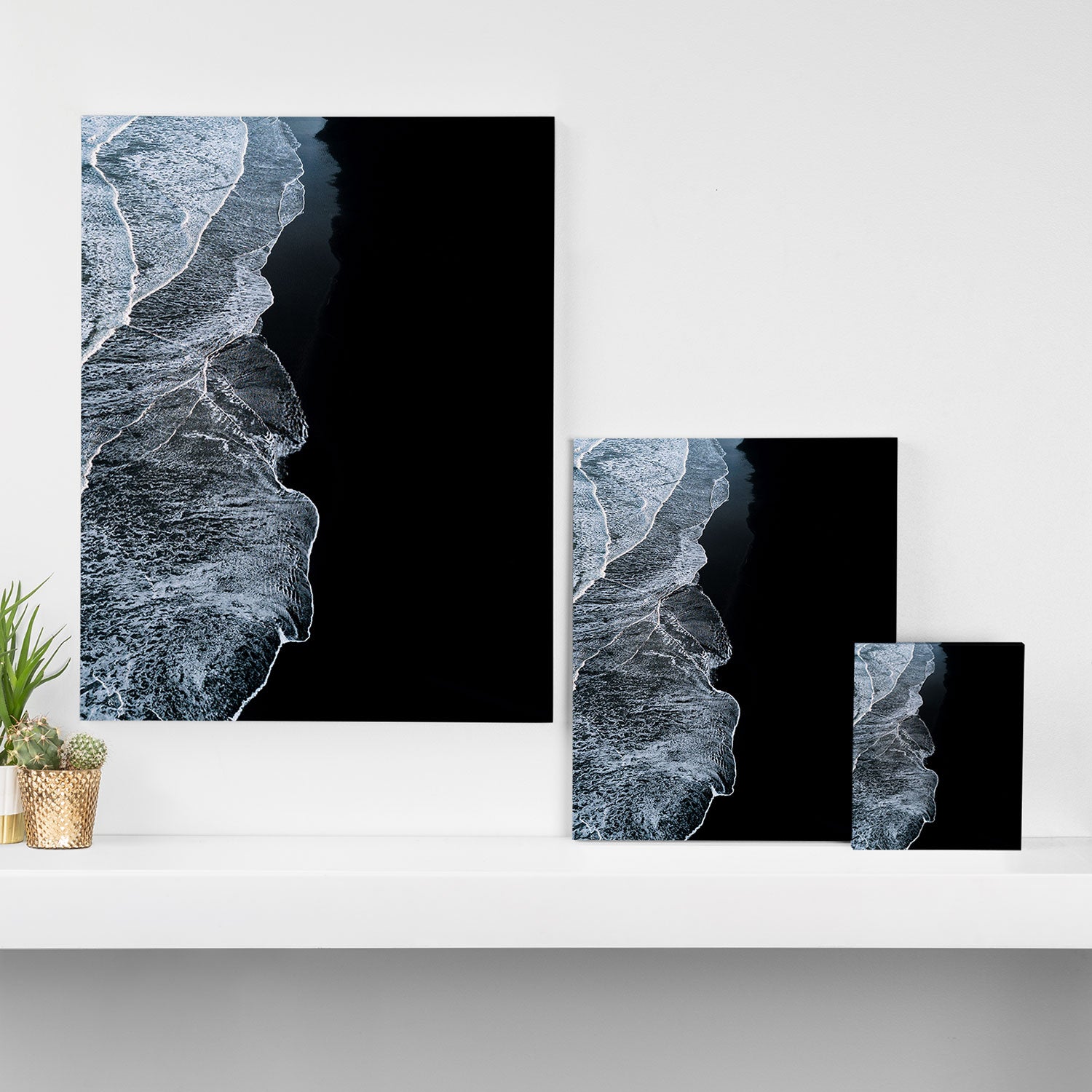 Waves on a black sand beach in iceland - minimalist Landscape Photography Canvas Print Gallery Image 3