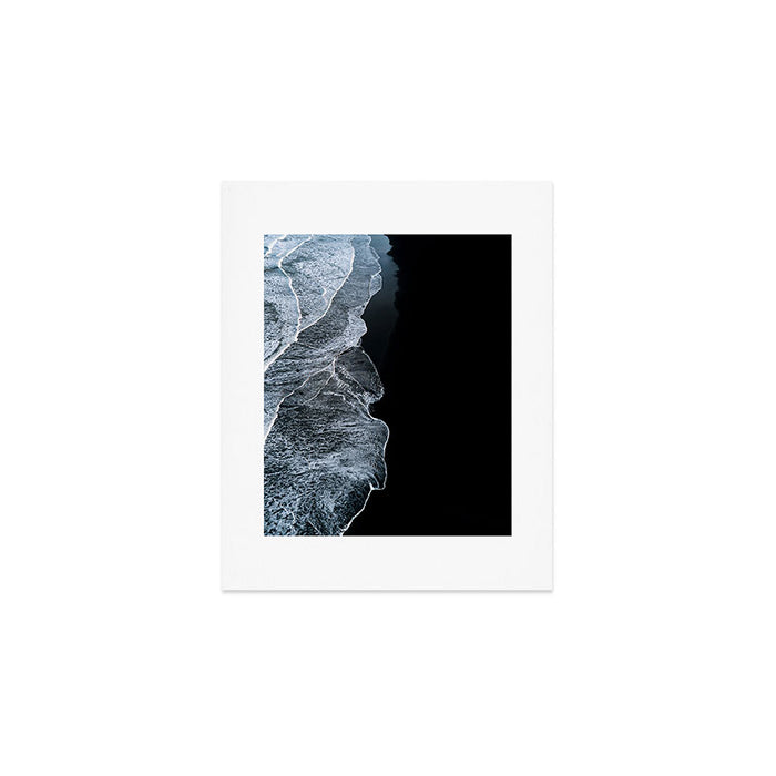 Waves on a black sand beach in iceland - minimalist Landscape Photography Art Print Gallery Image 1