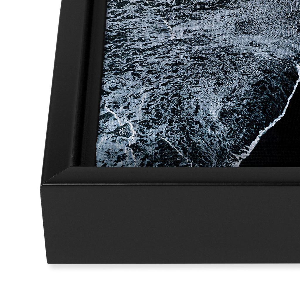 Waves on a black sand beach in iceland - minimalist Landscape Photography Framed Canvas Print Gallery Image 3