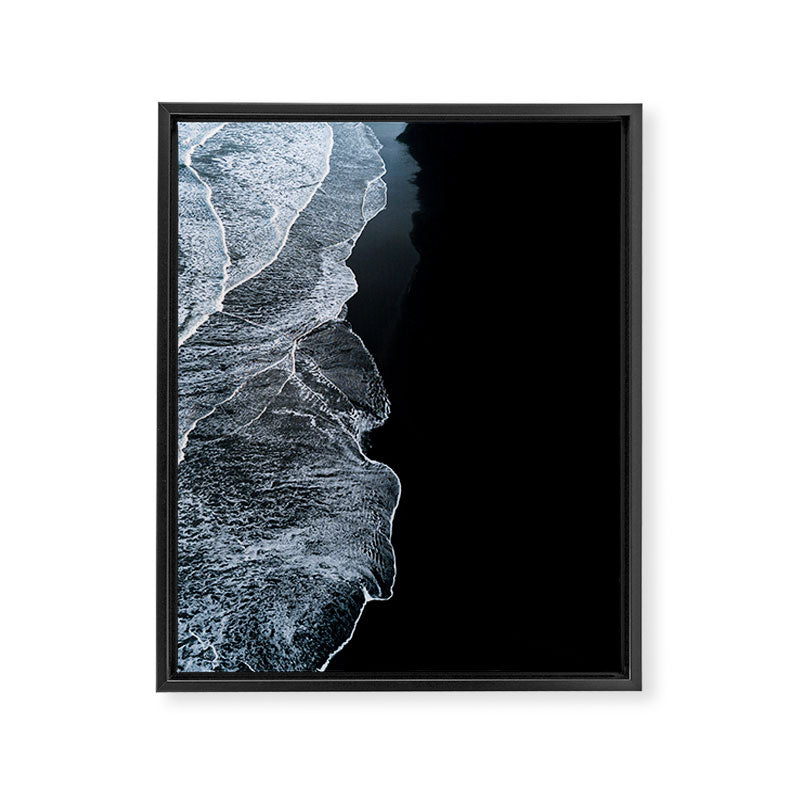 Waves on a black sand beach in iceland - minimalist Landscape Photography Framed Canvas Print Gallery Image 6