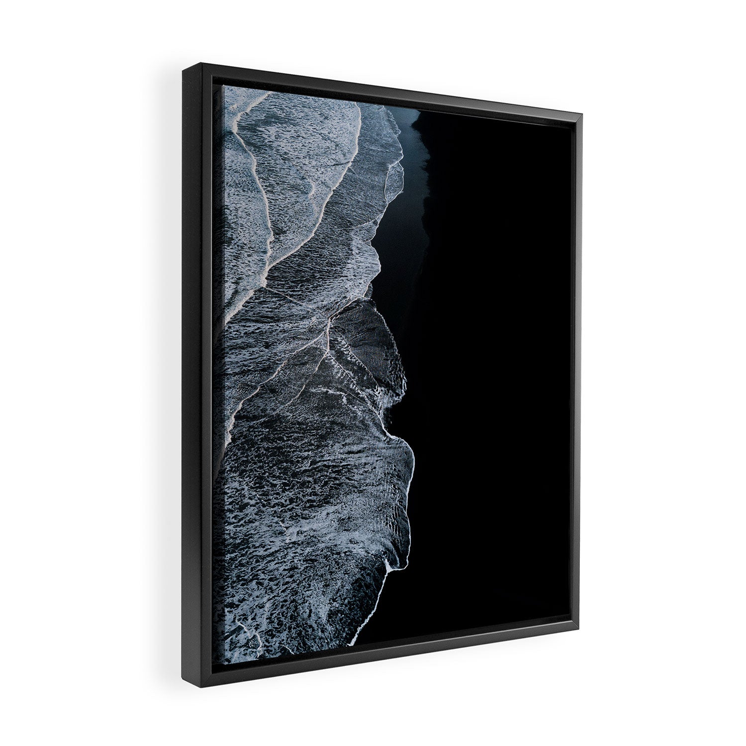 Waves on a black sand beach in iceland - minimalist Landscape Photography Framed Canvas Print Gallery Image 2