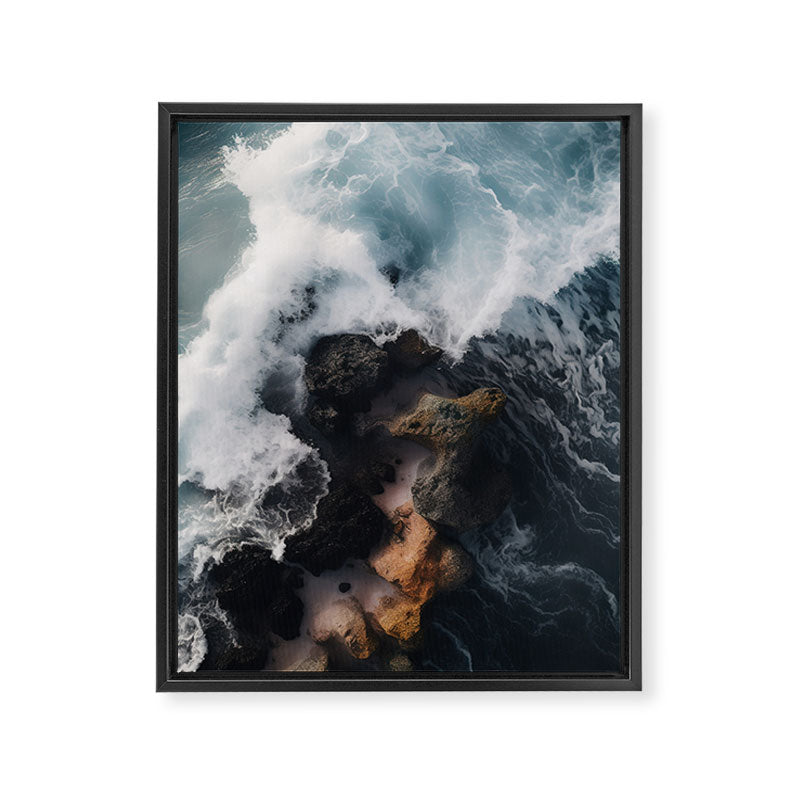 Wild Waves crashing on the tropical Coast - Landscape Photography Framed Canvas Print Gallery Image 6