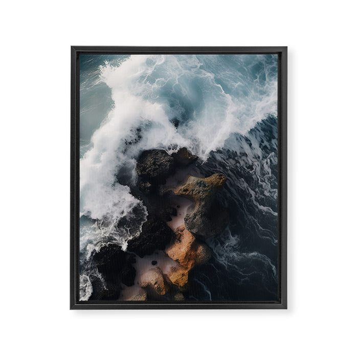 Wild Waves crashing on the tropical Coast - Landscape Photography Framed Canvas Print Gallery Image 1