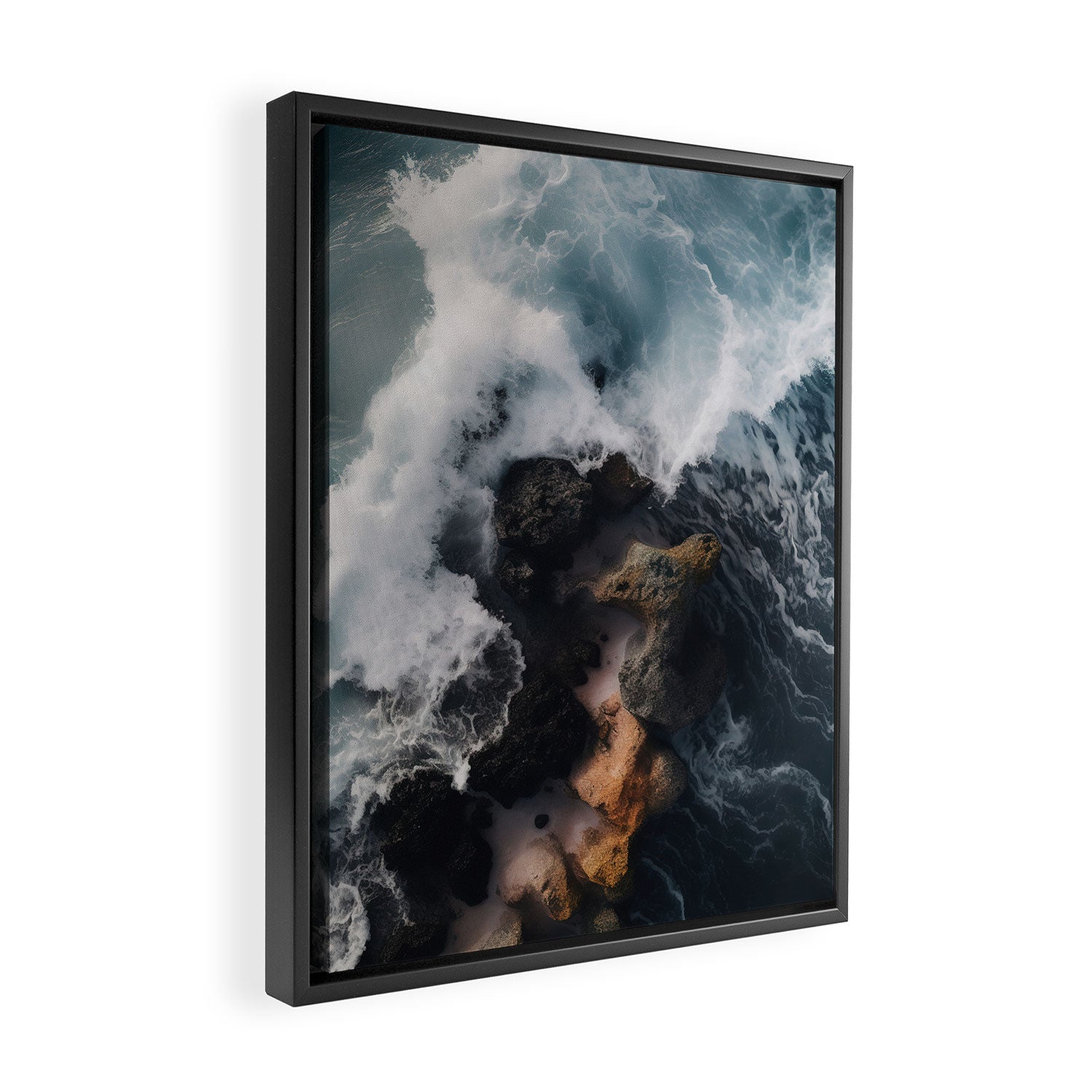 Wild Waves crashing on the tropical Coast - Landscape Photography Framed Canvas Print Gallery Image 2
