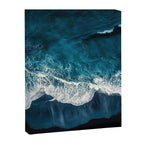 Wild Waves on a Black Beach in Iceland - Moody Aerial Photography Canvas Print Gallery Image 6