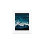 Wild Waves on a Black Beach in Iceland - Moody Aerial Photography Art Print Gallery Image 1