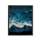 Wild Waves on a Black Beach in Iceland - Moody Aerial Photography Framed Canvas Print Gallery Image 6