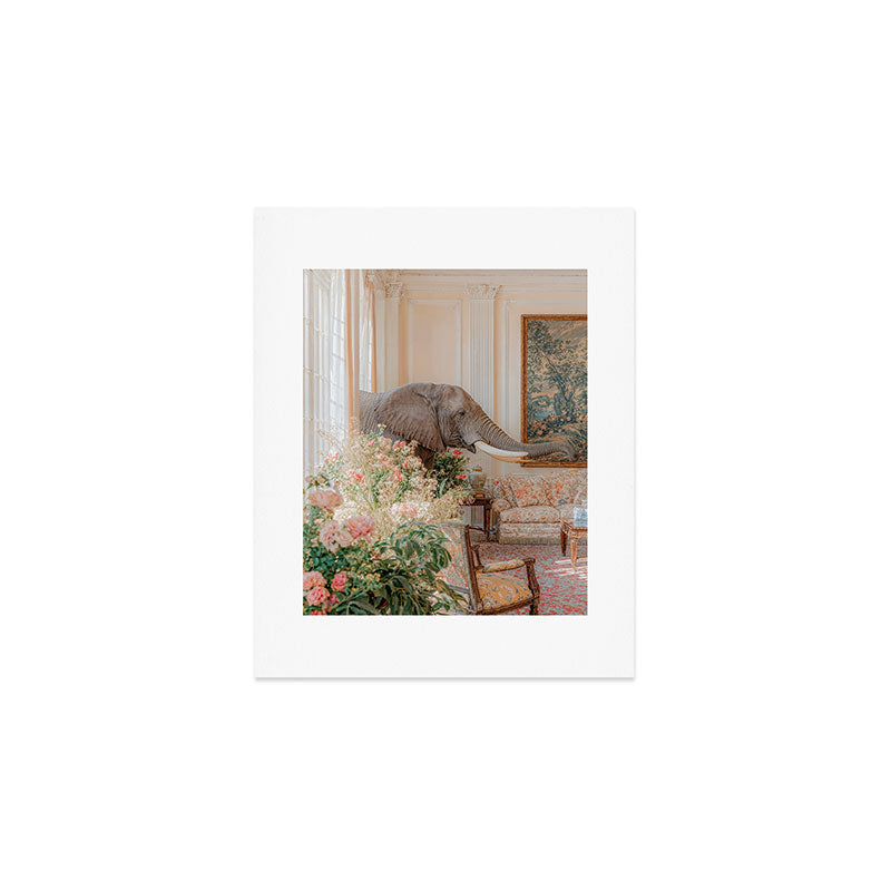 Wildlife Wall Art Elephant maximalist Flower Poster luxurious living Room Decor Renaissance Print Art Print Gallery Image 1