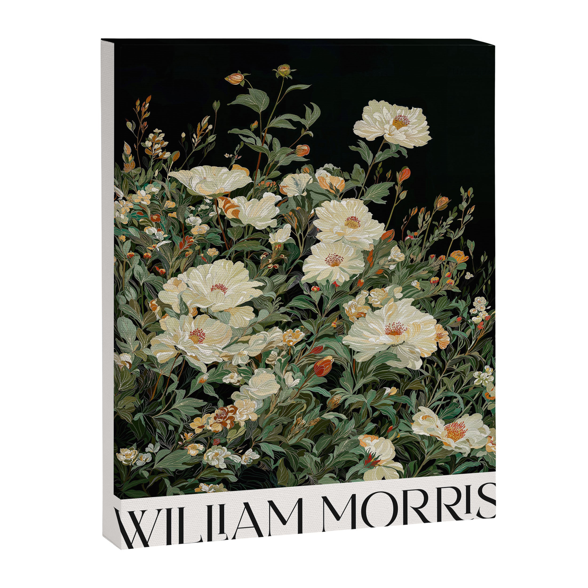 William Morris sage green Autumn Floral Print Art Nouveau maximalist wall art fall Flower Poster Canvas Print Gallery Image 6