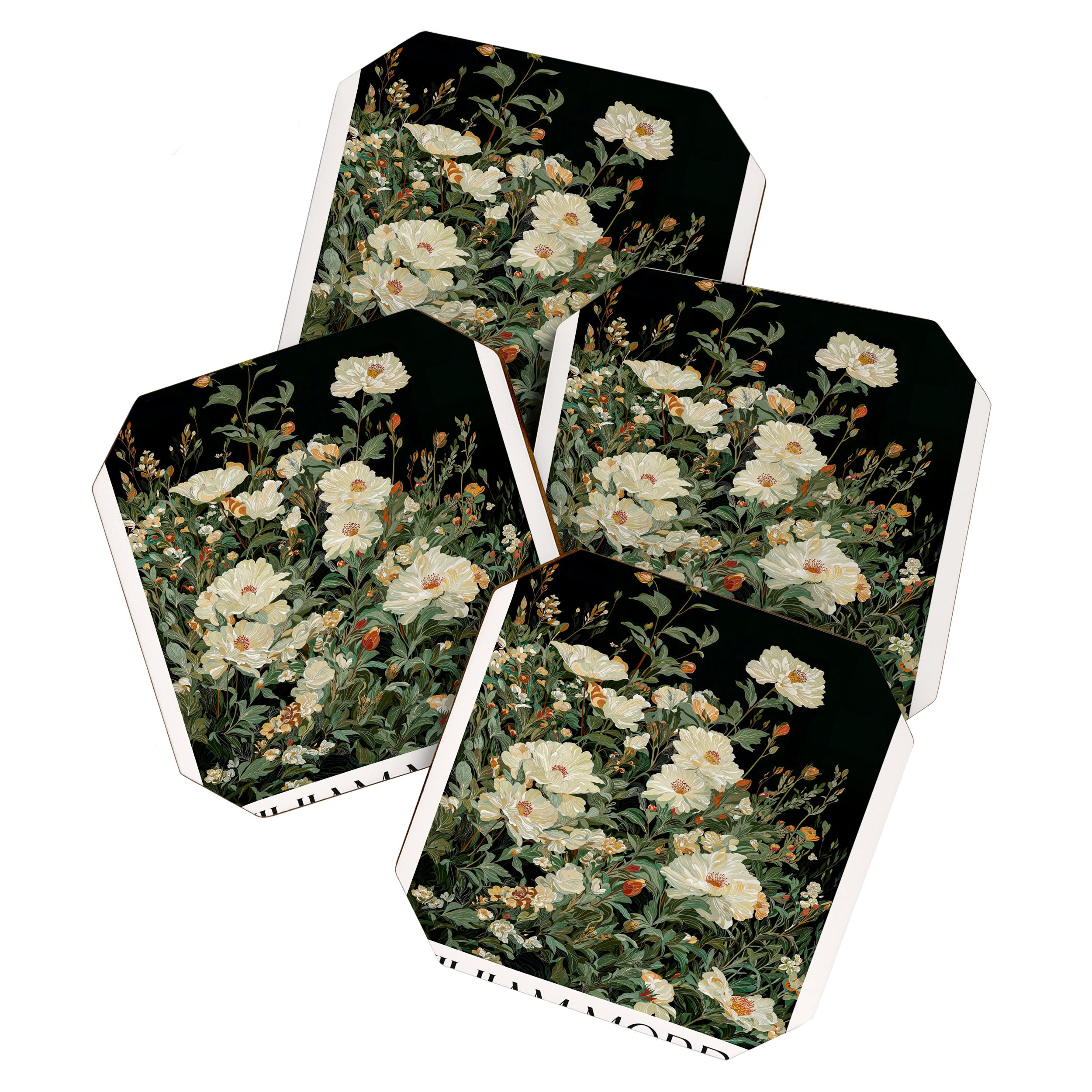 William Morris sage green Autumn Floral Print Art Nouveau maximalist wall art fall Flower Poster Coaster Gallery Image 1