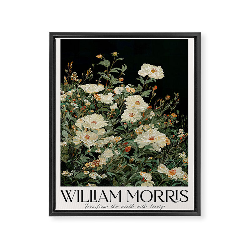 William Morris sage green Autumn Floral Print Art Nouveau maximalist wall art fall Flower Poster Framed Canvas Print Gallery Image 6