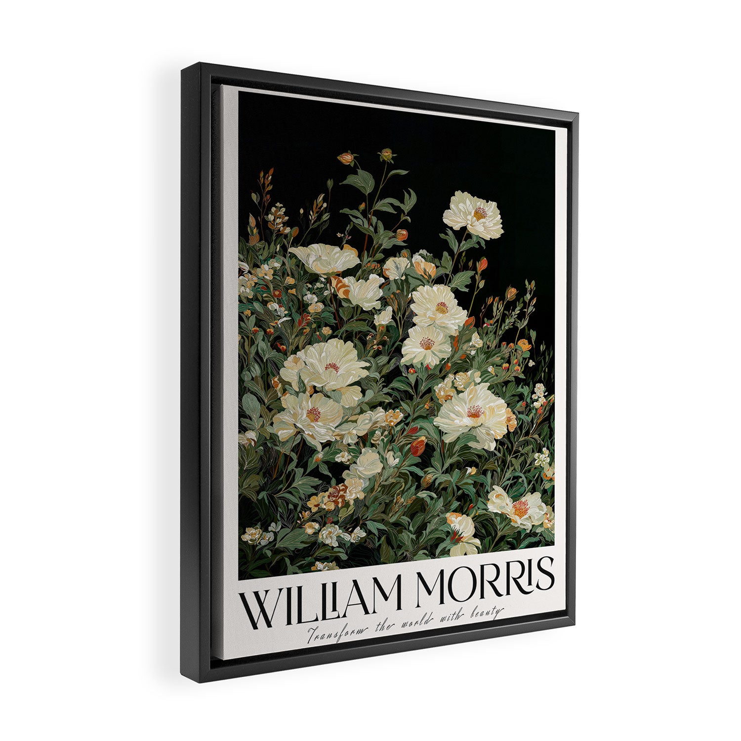 William Morris sage green Autumn Floral Print Art Nouveau maximalist wall art fall Flower Poster Framed Canvas Print Gallery Image 2