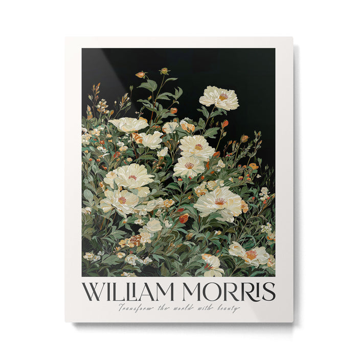 William Morris sage green Autumn Floral Print Art Nouveau maximalist wall art fall Flower Poster Metal Print Gallery Image 1