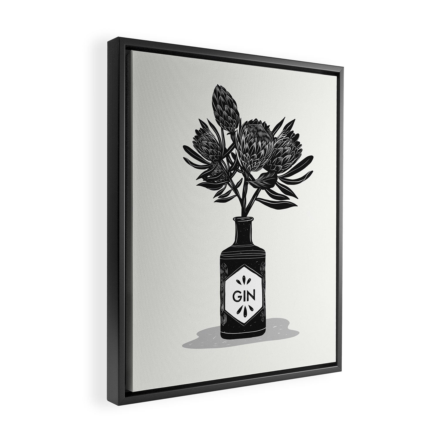 Floral Protea Gin Print Framed Canvas Print Gallery Image 2