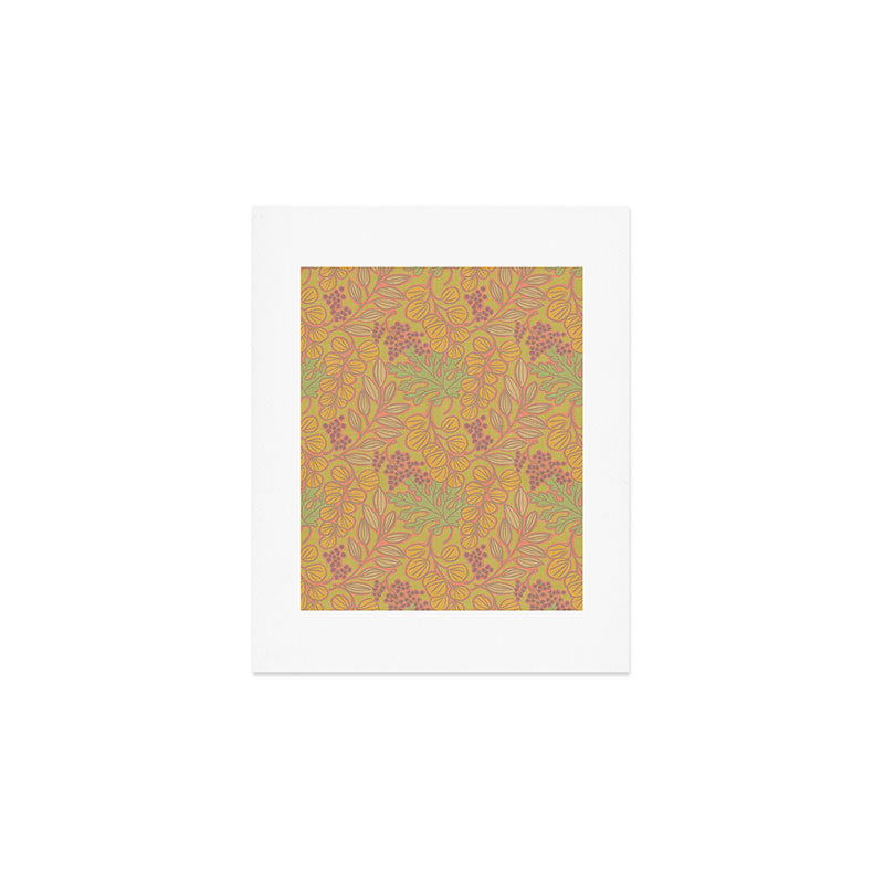 Autumn Leaves and Berries in Golds Art Print Gallery Image 1
