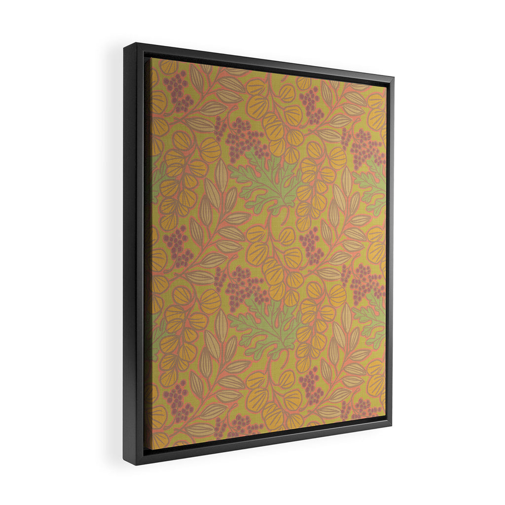 Autumn Leaves and Berries in Golds Framed Canvas Print Gallery Image 2