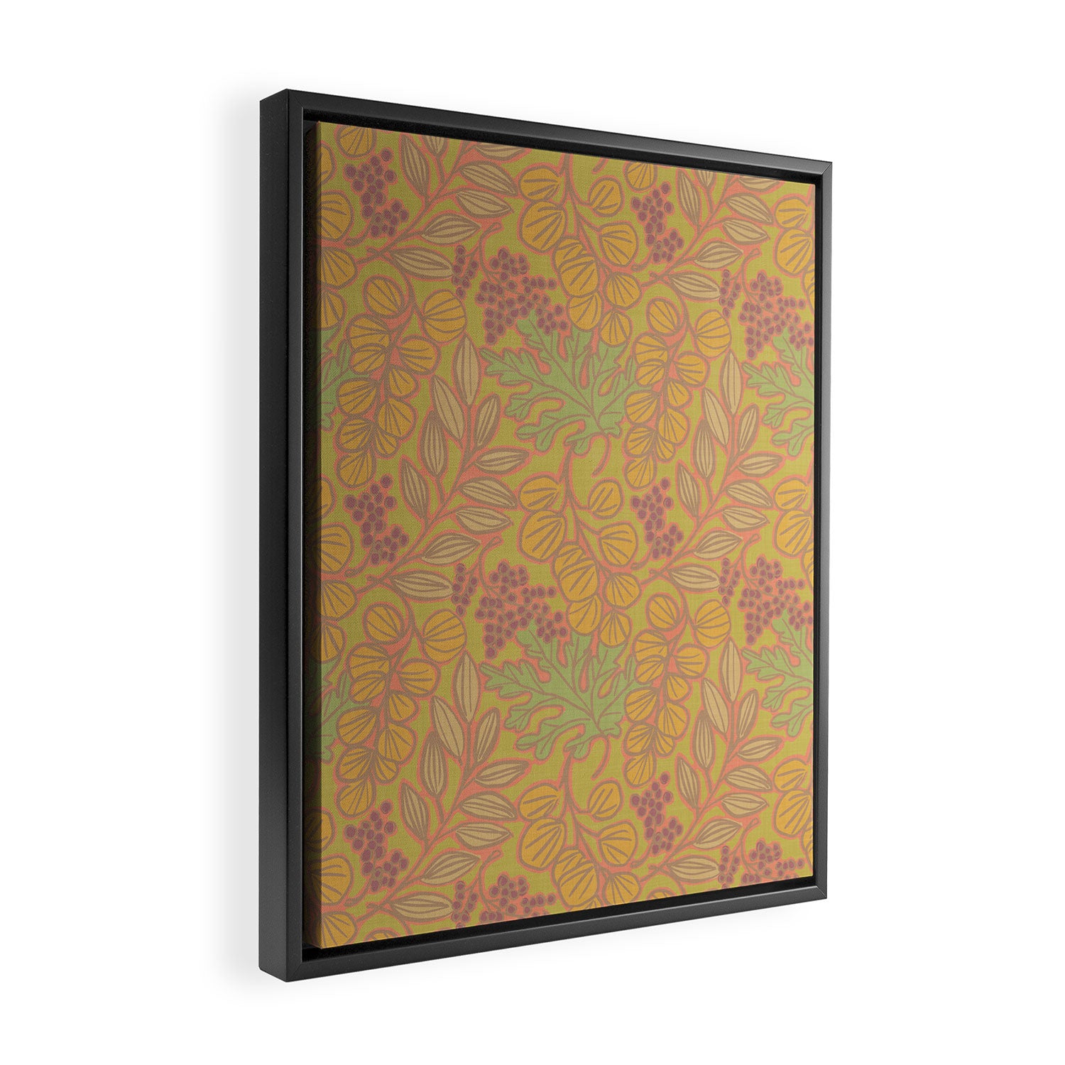 Autumn Leaves and Berries in Golds Framed Canvas Print Gallery Image 2