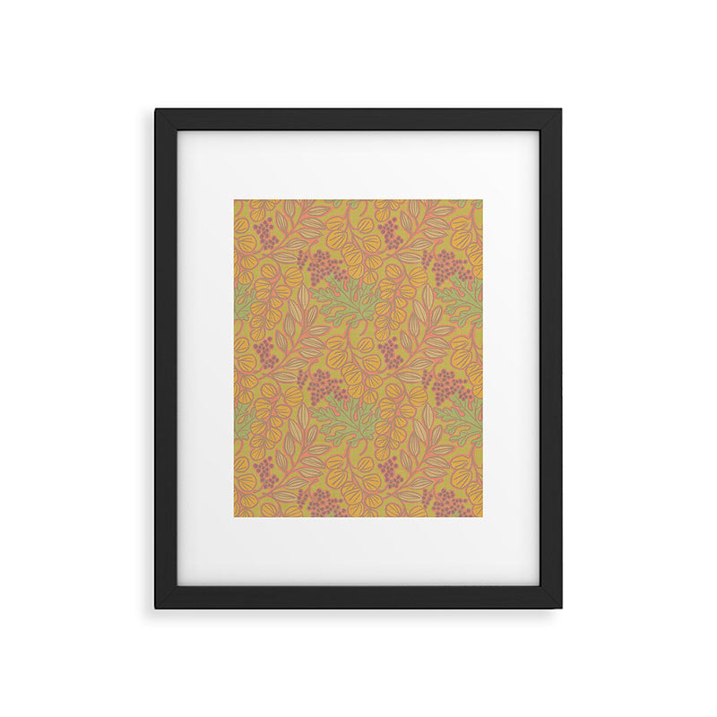 Autumn Leaves and Berries in Golds Framed Art Print Gallery Image 6