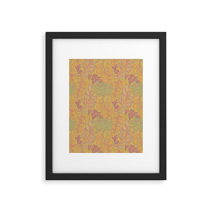 Autumn Leaves and Berries in Golds Framed Art Print Gallery Image 1