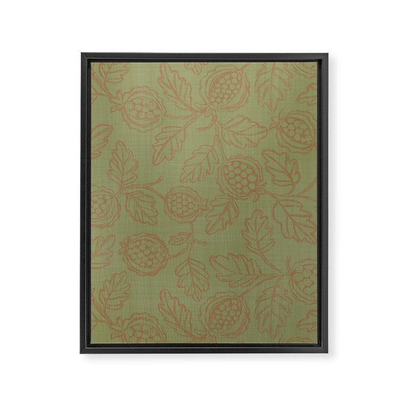 Block Print Pomegranate in Olive Framed Canvas Print Gallery Image 8