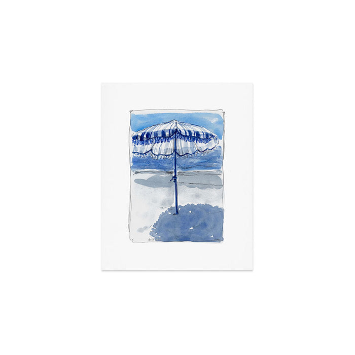 Blue Beach Umbrella Shade Art Print Gallery Image 1
