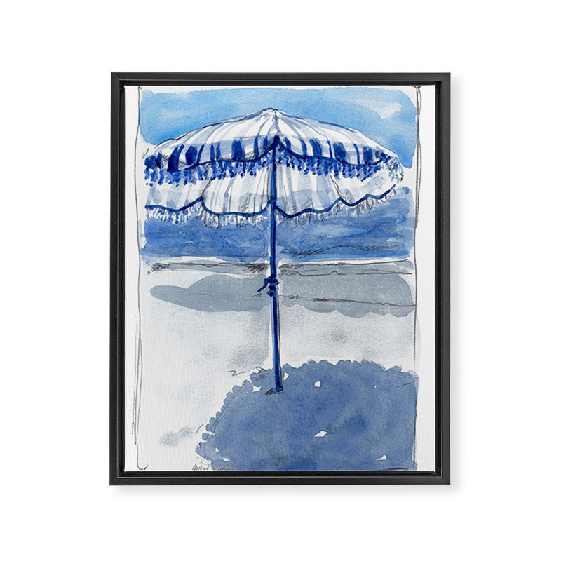 Blue Beach Umbrella Shade Framed Canvas Print Gallery Image 8