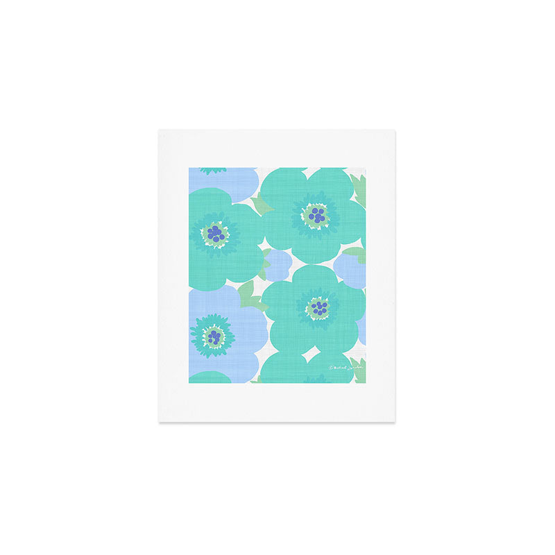 Bright Summer Floral Mid-Century Style Flower Pattern Art Print Gallery Image 1