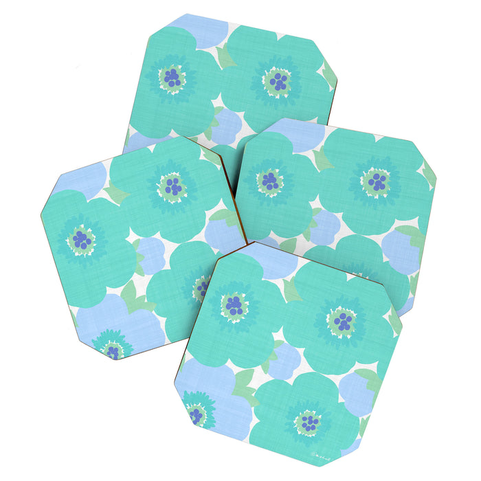 Bright Summer Floral Mid-Century Style Flower Pattern Coaster Gallery Image 1