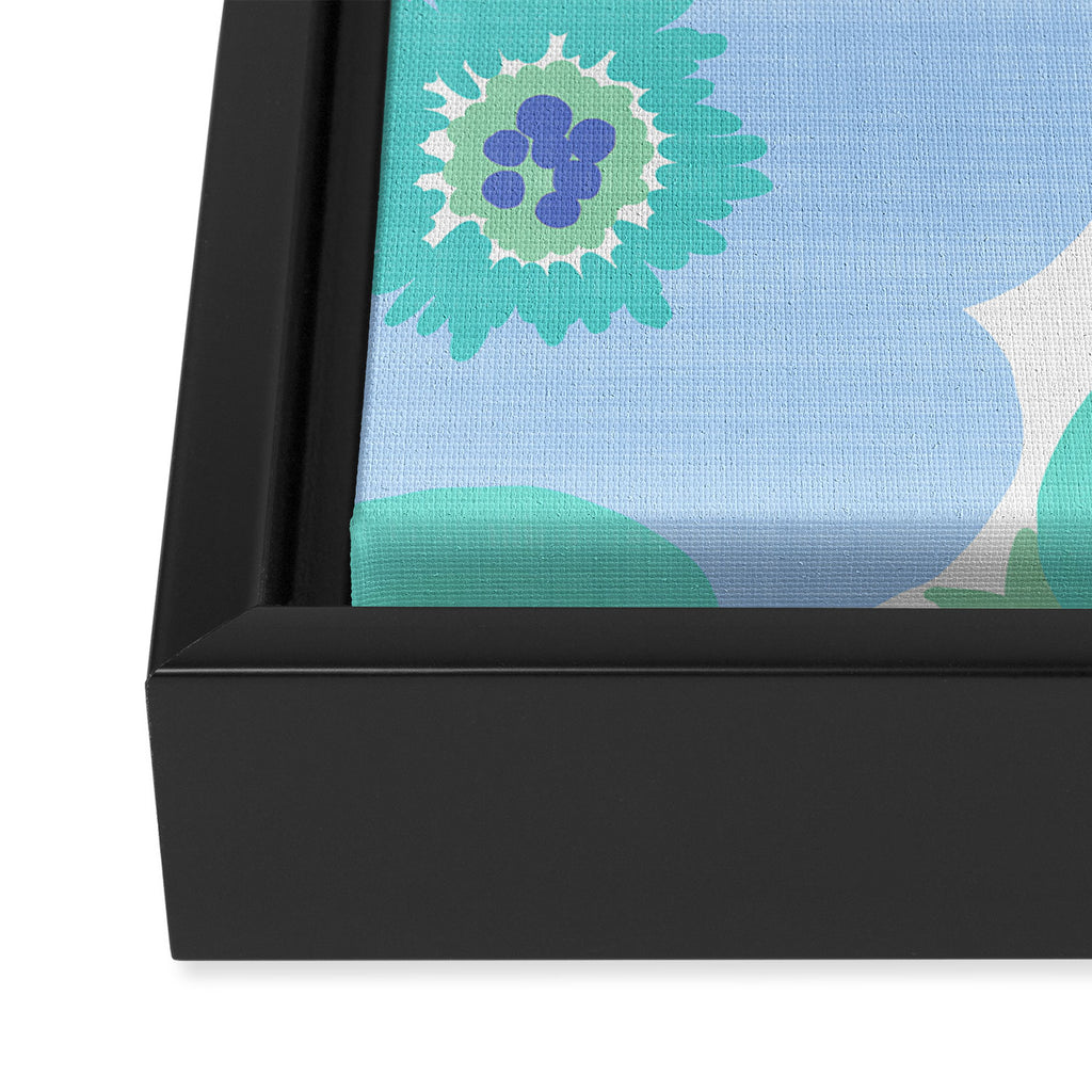 Bright Summer Floral Mid-Century Style Flower Pattern Framed Canvas Print Gallery Image 3