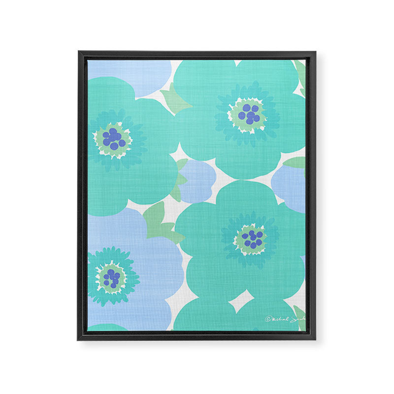 Bright Summer Floral Mid-Century Style Flower Pattern Framed Canvas Print Gallery Image 8