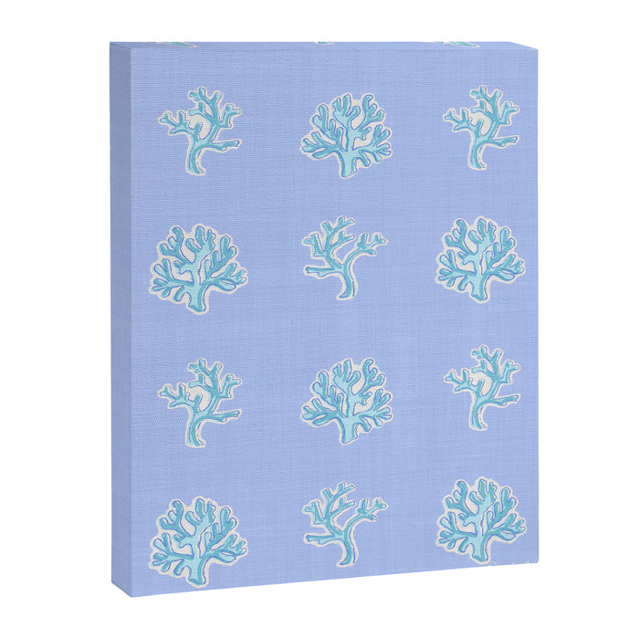 Coastal Coral Block Print in Blue and Aqua Canvas Print Gallery Image 1
