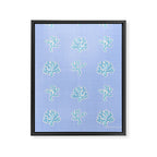 Coastal Coral Block Print in Blue and Aqua Framed Canvas Print Gallery Image 8