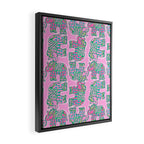 Elephant Block Print in Pink and Green Framed Canvas Print Gallery Image 2