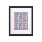 Elephant Block Print in Pink and Green Framed Art Print Gallery Image 5