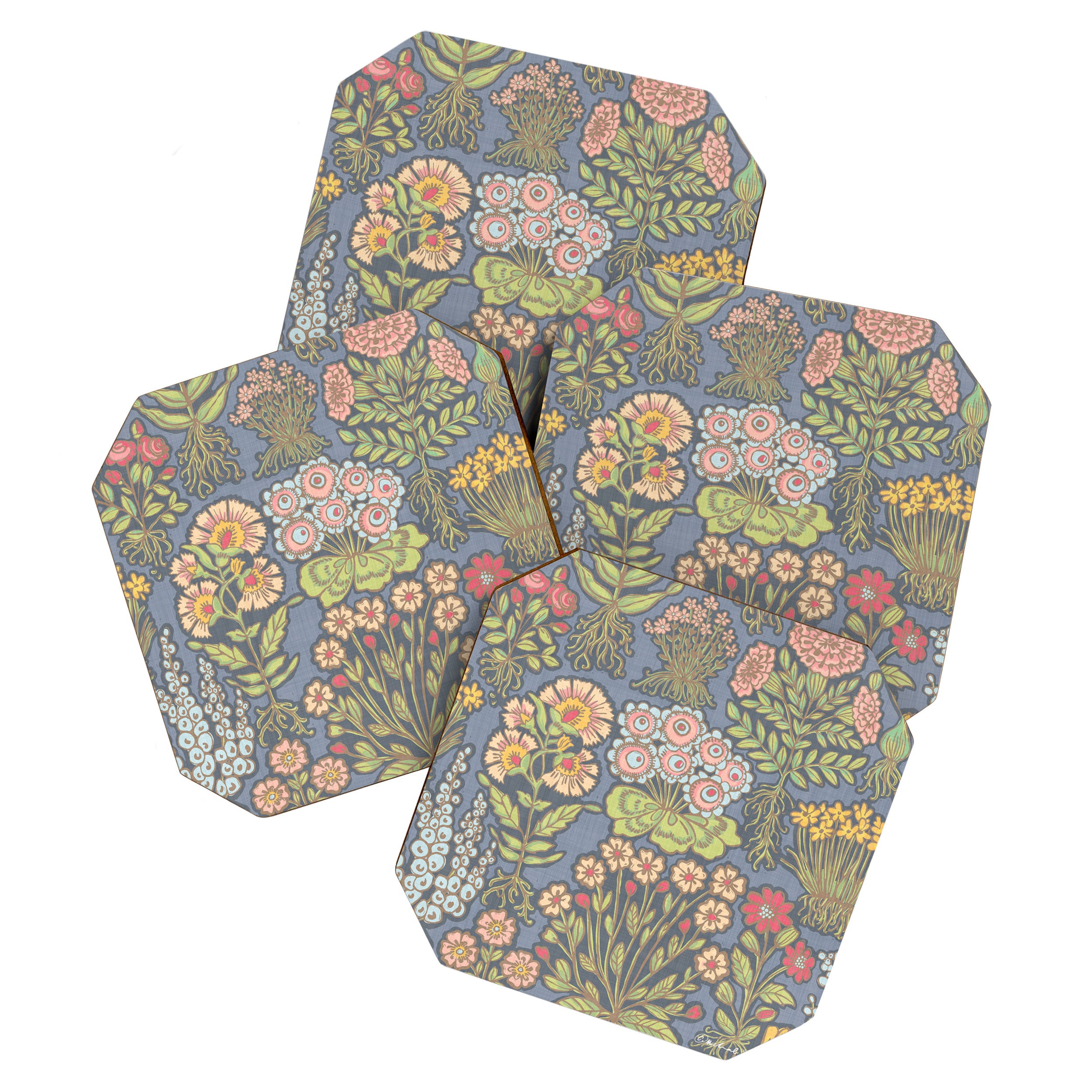 Floral Botanical Mille Fleur Pattern Coaster Gallery Image 1