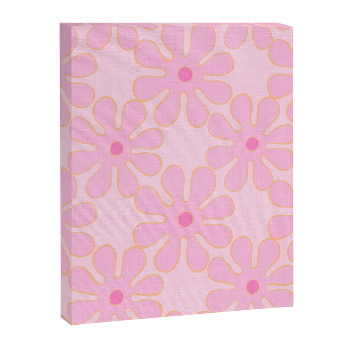Pink Floral 70s Style Groovy Flowers Canvas Print Gallery Image 1