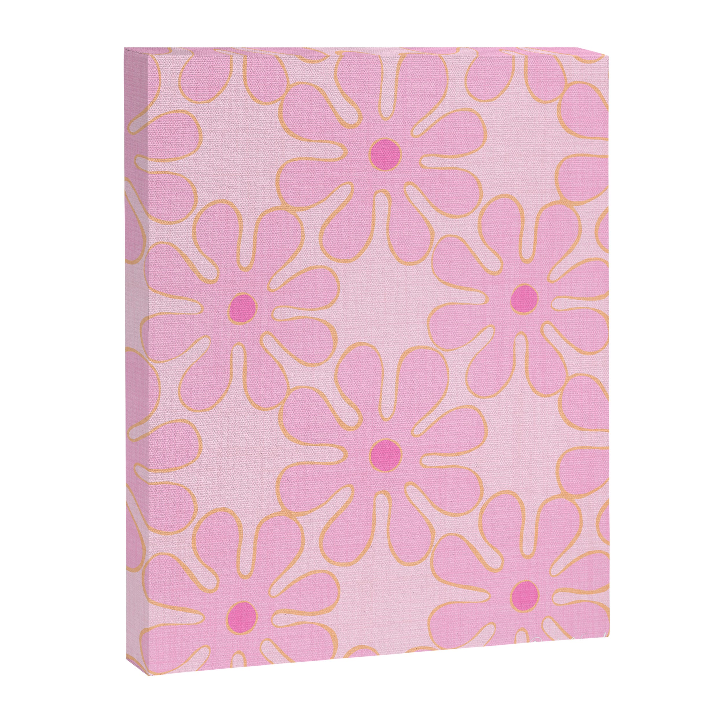 Pink Floral 70s Style Groovy Flowers Canvas Print Gallery Image 8